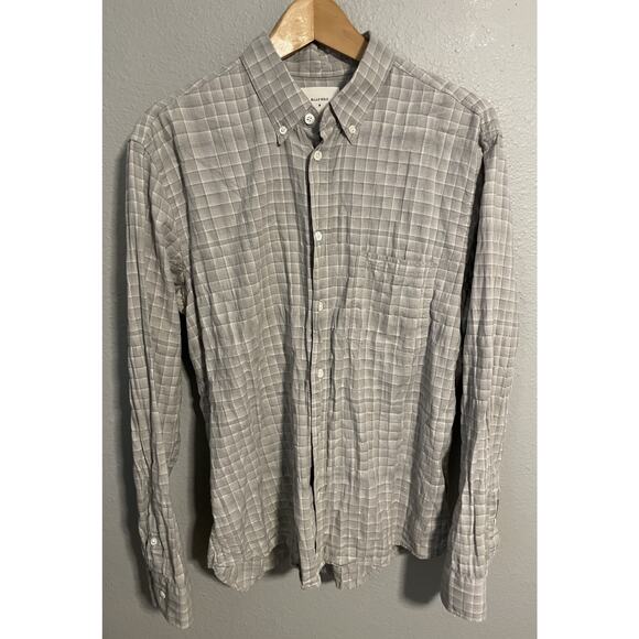 Billy Reid Mens Standard Fit Shirt Medium Light Gray Plaid Long Sleeve Modern - Picture 1 of 7